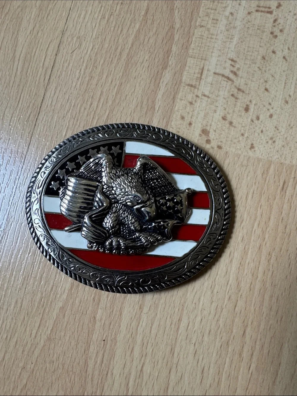 Metal American Eagle Flag Belt Buckle